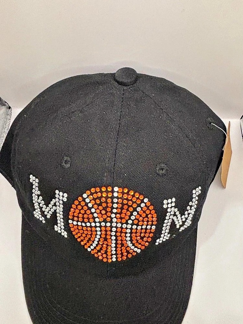Black Rhinestone Basketball Mom Graphic Hat